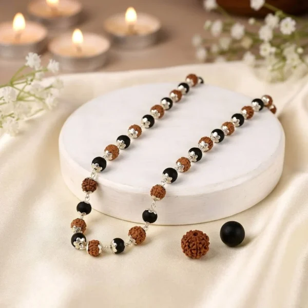 Silver Plated Divya Rudraksha Karungali Mala