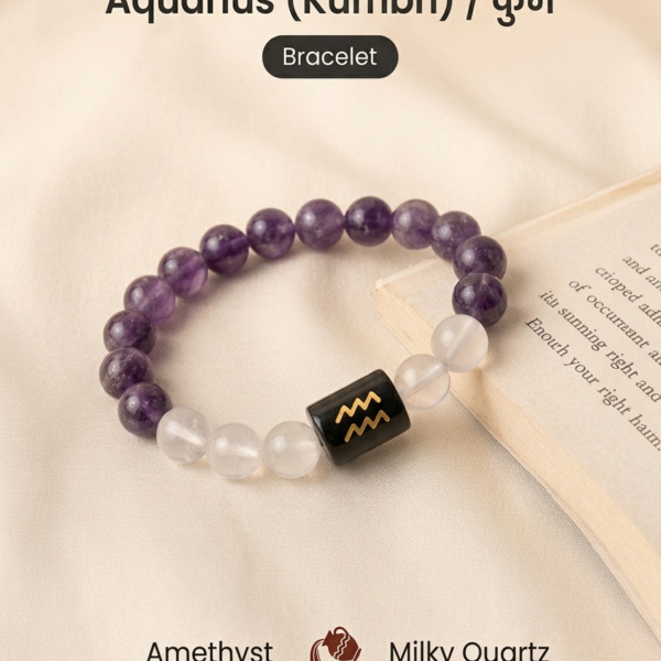 Aquarius (Kumbh) Zodiac Crystal Bracelet