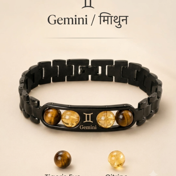 Gemini (Mithun) Zodiac Crystal Link Bracelet