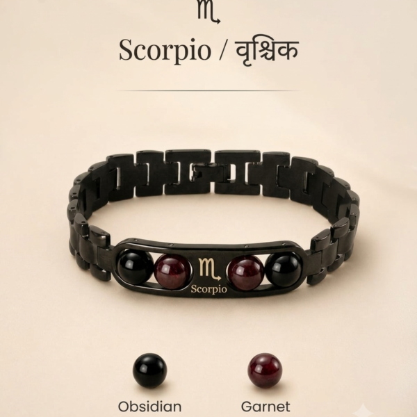 Scorpio (Vrishchik) Zodiac Crystal Link Bracelet