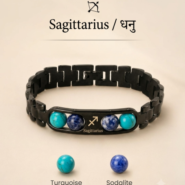 Sagittarius (Dhanu) Zodiac Crystal Link Bracelet